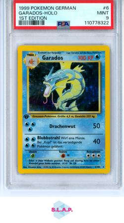 GARADOS-HOLO POKEMON #6 1999 1ST EDITION MINT GERMAN PSA 9 - Image 1