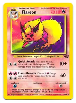 Flareon 19/64 Rare Jungle Pokemon Unlimited LP - Image 1