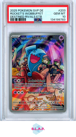 ROCKET'S WOBBUFFET DRI ETB POKEMON GER SVP SV BLCK STR PRM 2025 203 PSA 10 - Image 1