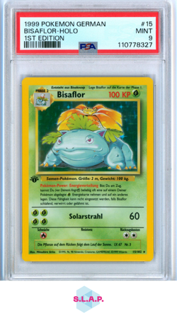 BISAFLOR-HOLO POKEMON #15 1999 1ST EDITION MINT GERMAN PSA 9 - Image 1