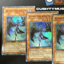 YUGIOH BLACKWING SHURA THE BLUE FLAME SUPER RARE RGBT-ENPP2 LIMITED EDITION X3 - Image 3
