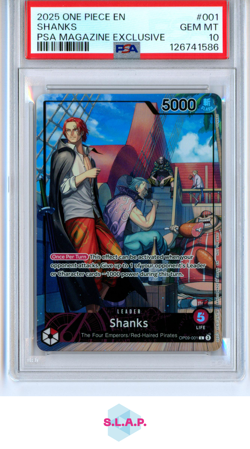 SHANKS ONE PIECE OP09-001 2025 PSA MAGAZINE EXCLUSIVE FOIL ENGLISH PSA 10 - Image 1