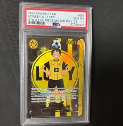 PSA 10 Monkey D Luffy ST13-003 BVB Borussia Dortmund ONE PIECE Matchday Promo EN - Image 1