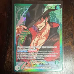 Bandai Dracule Mihawk Leader Holo OP14-020 One Piece CCG Seven Warlords - Image 1