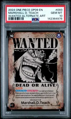 2024 One Piece OP09 EN Wanted #093 Marshall D. Teach PSA 10 GEM MINT - Image 1