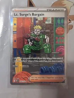 Pokemon TCG Mega Evolutions Trainer Lt. Surge's Bargain Card 185/132 NM - Image 1
