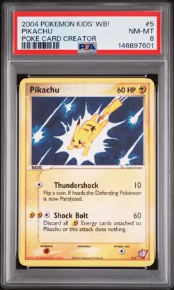 2004 POKEMON KIDS' WB! POKE CARD CREATOR #5 PIKACHU PSA 8 - Image 1