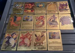 Collection Of 14 Gold Foil Pokemon Cards, Some Rare - Image 1