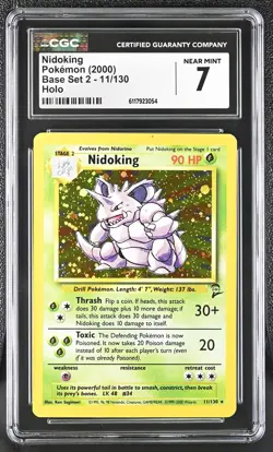 CGC 7 Nidoking 2000 Base Set 2 11/130 Holo Pokemon Card - Image 1