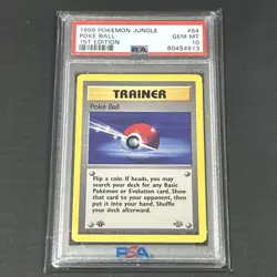 1999 Pokemon Jungle #64 Poke Ball 1st Edition PSA 10 GEM MINT - Image 1