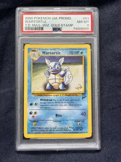 Pokemon TCG Wartortle 63/130 Base 2 Wizards Gold W Stamp Promo PSA 8 NM-MT - Image 1