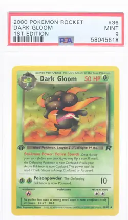 PSA 9 MINT 2000 Pokemon Team Rocket #36 Dark Gloom 1st Edition !!! - Image 1