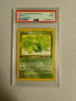 2000 Pokemon - 1st Edition Oddish Non Holo - Team Rocket 63/82 PSA 9 Mint! WOTC - Image 1