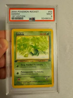 2000 Pokemon - 1st Edition Oddish Non Holo - Team Rocket 63/82 PSA 9 Mint! WOTC - Image 2