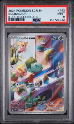2024 Pokemon-Stellar Crown Bulbasaur #143 Illustration Rare PSA 9 - Image 1