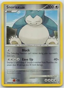 Snorlax Reverse Foil Pokemon Diamond & Pearl Base Set #37 2007 - Image 1
