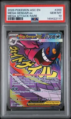 2026 POKEMON ASC EN-ASCENDED HEROES #269 MEGA GENGAR EX MEGA ATTACK RARE PSA 10 - Image 1