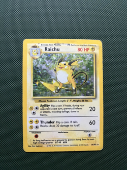 Pokemon TCG Raichu 14/102 Base Set Holo Rare HP Condition #2 - Image 1
