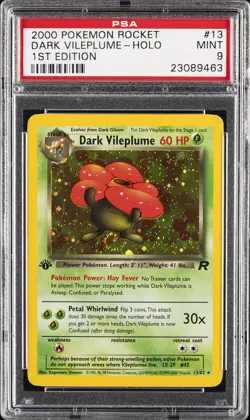 2000 POKEMON ROCKET 1ST ED #13 DARK VILEPLUME-HOLO PSA 9 - Image 1