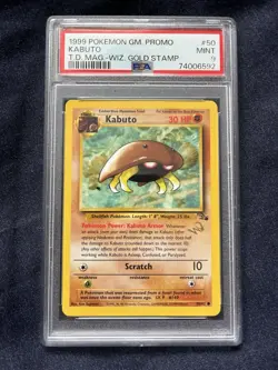 Pokemon TCG Kabuto 50/62 Fossil Wizards Gold W Stamp Promo PSA 9 MINT - Image 1