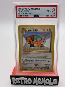 PSA 6 - Dragonite #5 - 1999 Pokemon Kids WB The First Movie Stamp Promo WOTC - Image 1