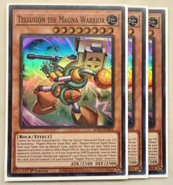 Yugioh! 3x Tellusion the Magna Warrior BPRO-EN004 Super Rare 1st Ed NM - Image 1