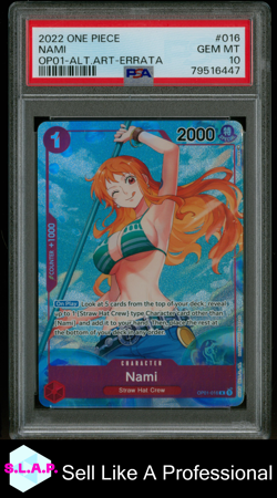 NAMI BETA PRINT ALTERNATE ART PSA 10 ONE PIECE OP01-016 ROMANCE DAWN 2022 - Image 1