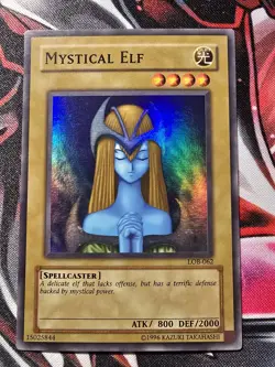 Yugioh! Mystical Elf - LOB-062 Unlimited Super Rare - LP - Image 1