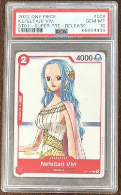 2022 One Piece Nefeltari Vivi Super Pre-Release ST01-009 PSA 10 - Image 1