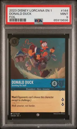 2023 DISNEY LORCANA THE FIRST CHAPTER FOIL DONALD DUCK STRUTTING HIS STUFF PSA 9 - Image 1