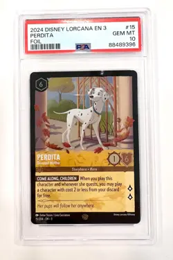 2024 Disney Lorcana EN 3 #15 Perdita Devoted Mother Foil PSA 10 - Image 1