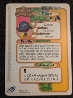 Animal Crossing E-Reader Card. Dizzy. #208. SERIES 4 - MP - Image 2