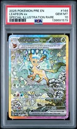 2025 Pokemon PRE EN Leafeon ex Special Illustration Rare Card #144 PSA 10 GEM - Image 1