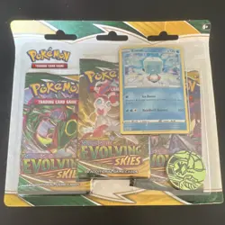 Pokemon Sword & Shield Evolving Skies Kit 3 Booster Packs Eiscue Promo Card Coin - Image 1