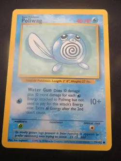 Poliwag unlimited Base Set Common 59/102 - Vintage WOTC Pokemon Card LP - Image 1