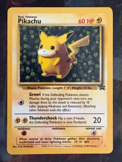 Pokemon Pikachu Black Star Promo Card #1 Ivy Pikachu MP Vintage Pokemon (WEAR) - Image 1
