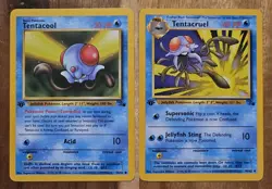 1st Edition Tentacool 56/62 and 1st Edition Tentacruel 44/62 NM/LP Pokemon TCG - Image 1