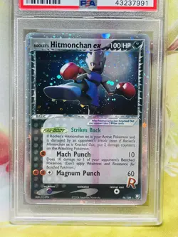 2004 Pokemon EX Team Rocket Returns Rocket's Hitmonchan EX PSA 9 Print ERROR INK - Image 2