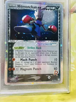 2004 Pokemon EX Team Rocket Returns Rocket's Hitmonchan EX PSA 9 Print ERROR INK - Image 3