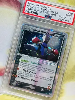 2004 Pokemon EX Team Rocket Returns Rocket's Hitmonchan EX PSA 9 Print ERROR INK - Image 5