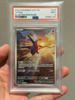 Pokemon TCG Latios 203/191 holo Surging Sparks Illustration Rare PSA 9 - Image 1