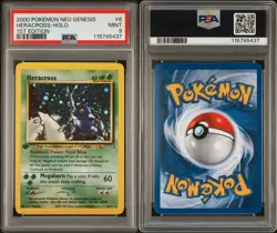 2000 Pokemon Heracross 1st Edition Neo Genesis PSA 9 Mint Holo 6/111 WOTC - Image 3