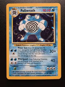 Pokemon TCG Poliwrath Base Set 2 15/130 Holo Unlimited Holo Rare NM/LP - Image 1