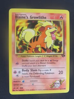 Blaine's Growlithe 62/132 Common Gym Challenge Pokemon LP - Image 1