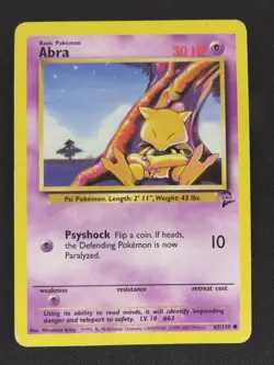 Abra 65/130 Common Base Set 2 Pokemon LP - Image 1