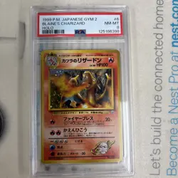 Blaine's Charizard Holo (Japanese) PSA 8 NM-MT No 006 Gym 2 1999 Pokemon - Image 1