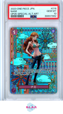 NAMI SPECI4L ALT ART ONE PIECE JAP OP05-AWAKENING OF THE NEW ERA 2023 016 PSA 10 - Image 1