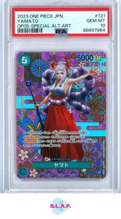 YAMATO SPECI4L ALT ART ONE PIECE JP OP05-AWAKEN OF THE NEW ERA 2023 121 PSA 10 - Image 1