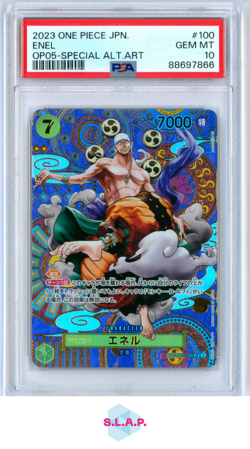 ENEL SPECI4L ALT ART ONE PIECE JAP OP05-AWAKENING OF THE NEW ERA 2023 100 PSA 10 - Image 1