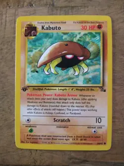 Pokemon TCG Kabuto Fossil 1st Edition Common Card 50/62 - Image 1